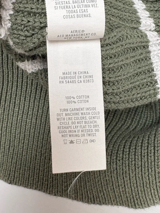 Aerie Striped Oversized Boxy Chunky Knit Pullover Slouchy Sweater Green Small - Picture 7 of 7
